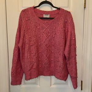 Old Navy Textured Pink Crew Neck Sweater
